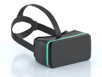 Black VR Headset With Green Stripe Detail And Comfortable Head Strap Design 3d model