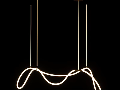 Modern Curved Illuminated Chandelier With Hanging Design And Elegant Light Lines 3d model