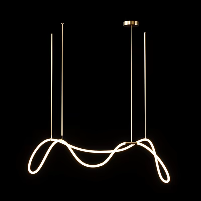 Modern Curved Illuminated Chandelier With Hanging Design And Elegant Light Lines 3d model