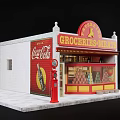 Traditional Grocery Store Exterior Featuring Coca Cola Sign Red Dispenser And Window Product Displays