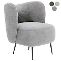 Modern Single Sofa With Curved Arms Brown Cushion And Black Slim Legs