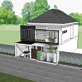 Modern Detached Villa Exterior Design With Two Story Glass Windows White Car And Green Plants