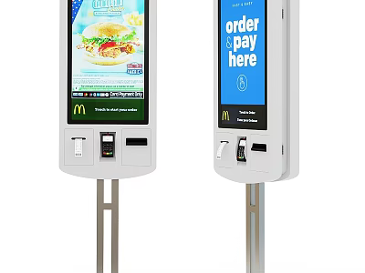 Modern Commercial Equipment Self Order Kiosks with Touch Screen for Fast Food Order and Pay 3d model
