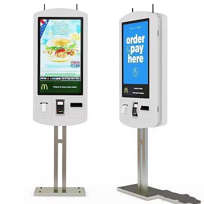 Modern Commercial Equipment Self Order Kiosks with Touch Screen for Fast Food Order and Pay 3d model