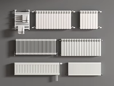 White Radiators with Various Styles for Home Heating and Interior Decoration 3d model