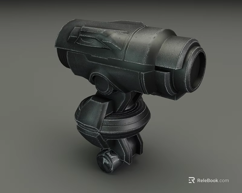 Black Metallic Mechanical Device With Detailed Structure Adjustable Base And Lens 3d model 
