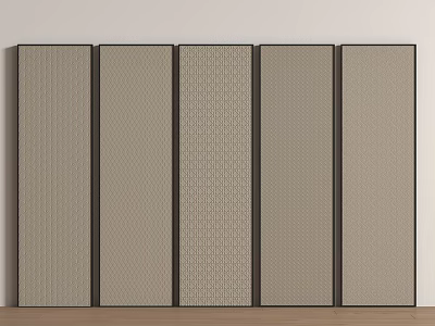 Modern Interior Wall Panels With Beige Surfaces Black Frames And Various Textures 3d model