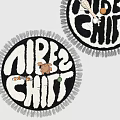 Round Black And White Rug With GIRLS CHIT Lettering Small Teddy Bear Beads Fringed Edges