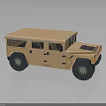 Light Brown Military Style Off Road Vehicle Model With Large Wheels And Riveted Body