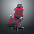 Ergonomic Gray And Red Gaming Chair With Padded Seat Adjustable Armrests And Swivel Base