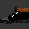 Casual Black Shoes With Orange Lining Brown Straps Gray Mesh And Thick Sole