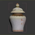 Porcelain Jar with Lid Dragon Pattern White Orange Color Round Knob Top