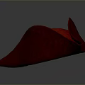 Red Velvet Tricorn Hat With Textured Surface Stylish Wearable Accessory