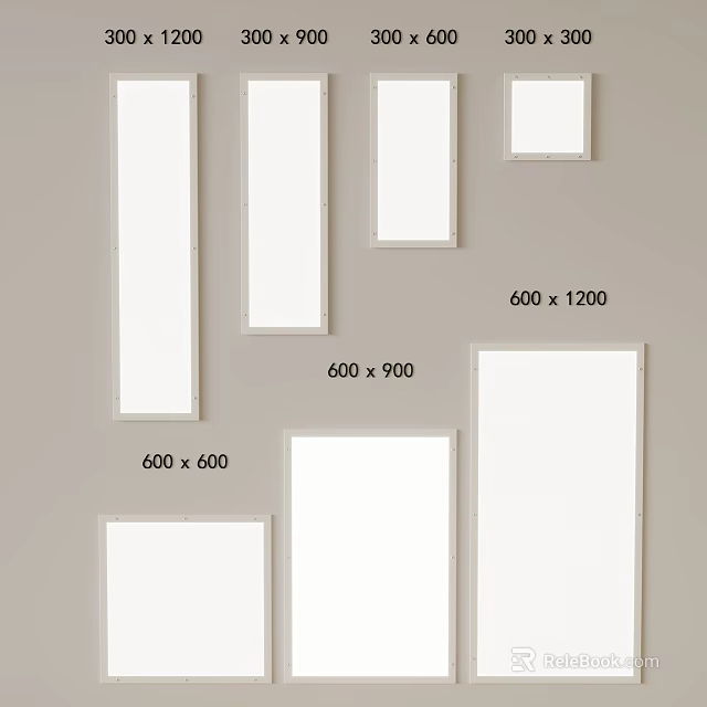 White Picture Frames in Various Sizes Displayed on Wall Surface 3d model 