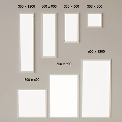White Picture Frames in Various Sizes Displayed on Wall Surface 3d model