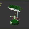 Green Table Lamp Lighting Combination with Adjustable Arm and Metal Base