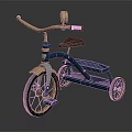 Stylish Vintage Blue Tricycle With Gold Accents And Brown Seat Design