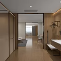 Hotel Guest Room With Simple Style White Bed Wooden Floor TV And Wall Painting Desk