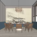 New Chinese-style private dining box 3d model