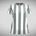 Classic Gray And White Striped Short Sleeve Round Neck T-shirt For Casual Outfit