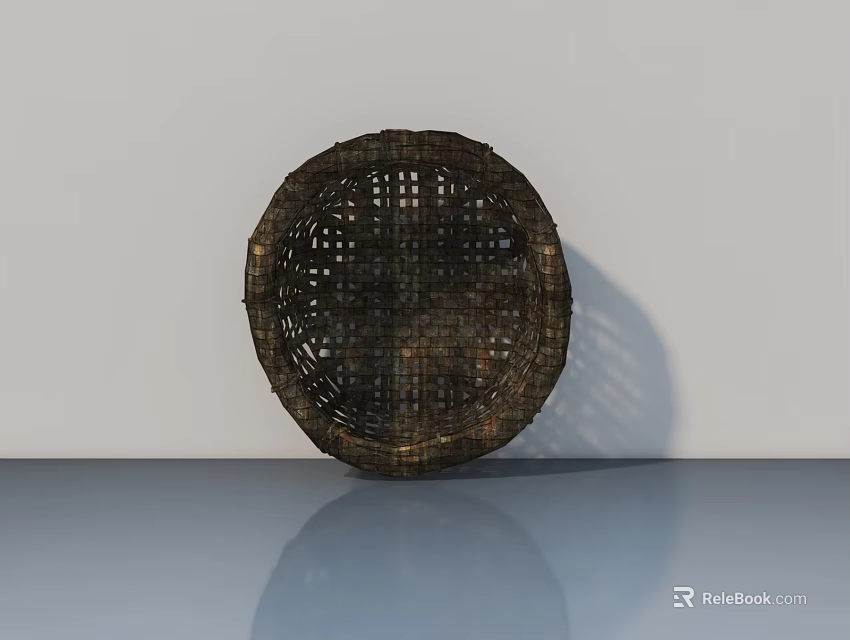 Round Swing Door With Woven Texture On Smooth Reflective Surface 3d model 