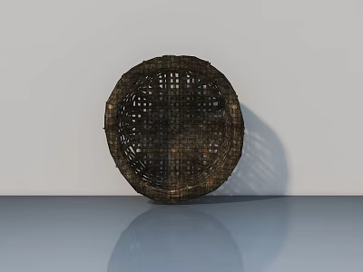 Round Swing Door With Woven Texture On Smooth Reflective Surface 3d model