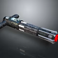 Sci Fi Weapon With Black Silver Tubular Design And Red Glowing Mechanical Details