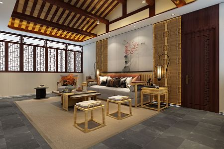 New Chinese Style Meeting Room Temple Meeting Room 3d model