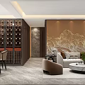Modern Luxury Open Living And Dining Room Interior With Marble TV Wall And Cozy Furnishings