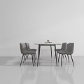Minimalist Dining Table Set With White Table Four Gray Chairs And Small Decor Item 3d model