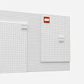 White LEGO Building Plates Featuring Logo And Yellow Brick Column