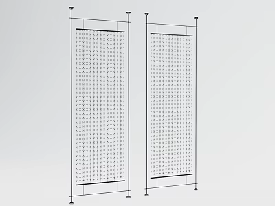 Modern Perforated Partition With Metal Frame For Interior Space Dividing 3d model