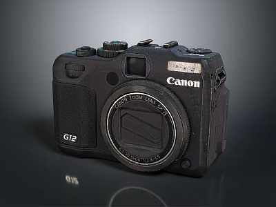 Professional Black Canon G12 Digital Camera With Vintage Electronic Design 3d model