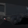 Olive Green Military Truck With Off Road Tires Cargo Bed And Headlights On