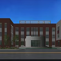 Modern School Building With Red Brick And White Facade Multi Story Windows Campus Design