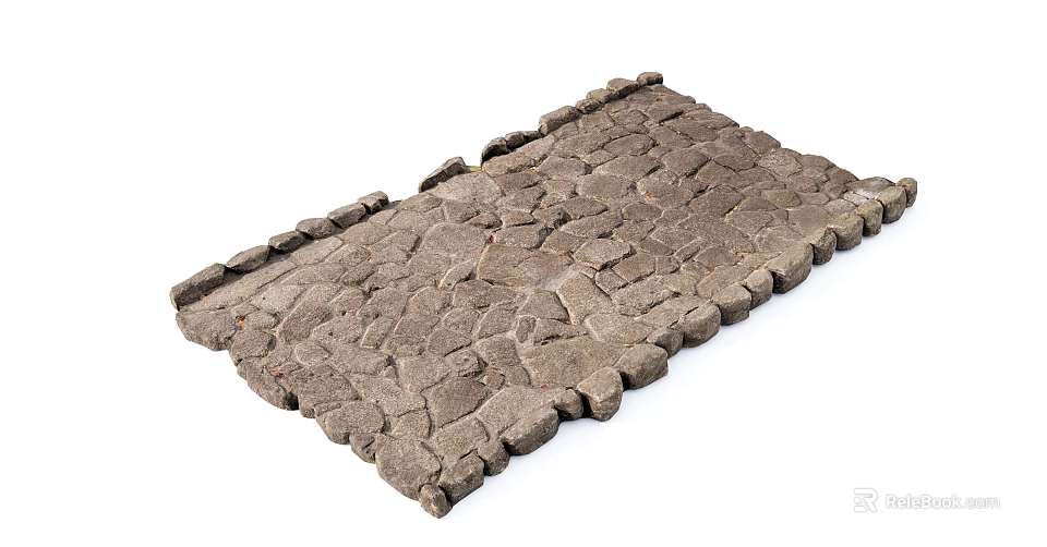 Earthy Stone Interlocking Floor Tiles With Natural Rustic Texture For Outdoor Areas 3d model