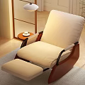 Cozy Beige Single Seater Sofa With Black Armrest Floor Lamp And Dark Cabinet Decor