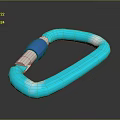 Shiny Reflective Transparent Blue Carabiner With Silver Metal Clip And Loop Design