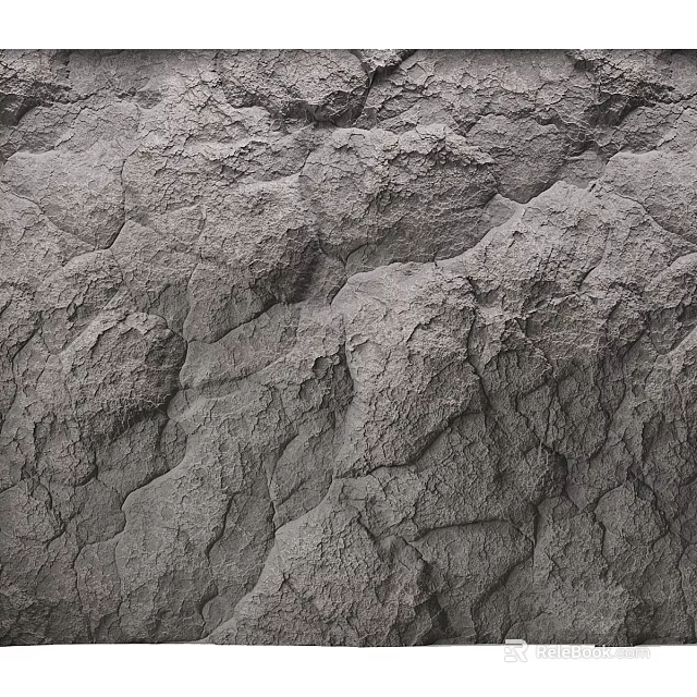 Natural Rough Textured Rock Structure With Cracked Surface And Gray Tone 3d model 
