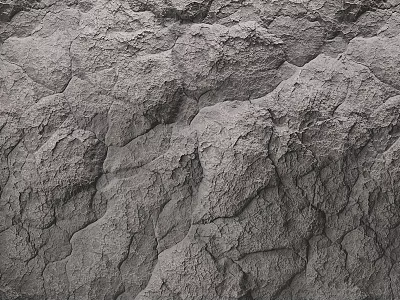 Natural Rough Textured Rock Structure With Cracked Surface And Gray Tone 3d model