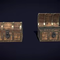 Vintage Wooden Chests Open and Closed With Metal Fittings and Classic Wood Grain