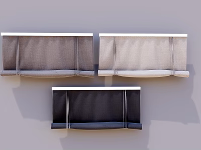 Stylish Roman Blinds with Linen Fabric in Gray Beige Black for Modern Home Decor 3d model