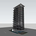 Modern High Rise Apartment Building With Glass Curtain Walls Balconies And Trees