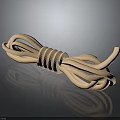 Beige Coiled Rope as Daily Living Essential on Black Smooth Surface with Reflection
