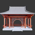 Traditional Chinese Pavilion With Curved Eaves Tiled Roof And Carved Railings