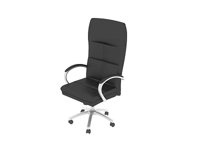 Black Office Chair With High Back Silver Arms And Rolling Wheels 3d model