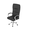 Black Office Chair With High Back Silver Arms And Rolling Wheels