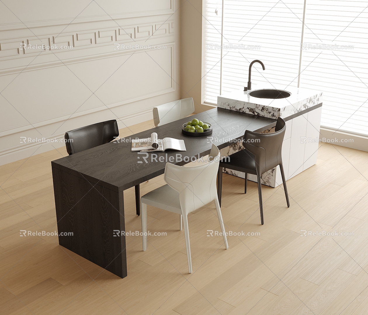 Modern Dining Table and Chair Combination Dining Chair Single Chair Island Table Dining Table 3d model