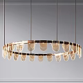 Elegant Modern Hanging Chandelier Featuring Circular Design And Transparent Glass Shades