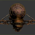 Vintage Cosmic Spacecraft Design With Propeller Metal Frame And Mechanical Details